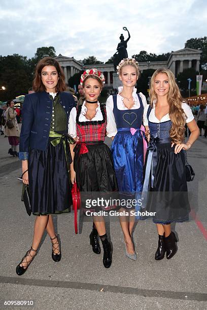 Marie Nasemann, Sophie Hermann, model and stepdaughter of Uschi Glas, Darya Strelnikova and Viviane Geppert during the 'Beauty Beee girls only Wiesn'...