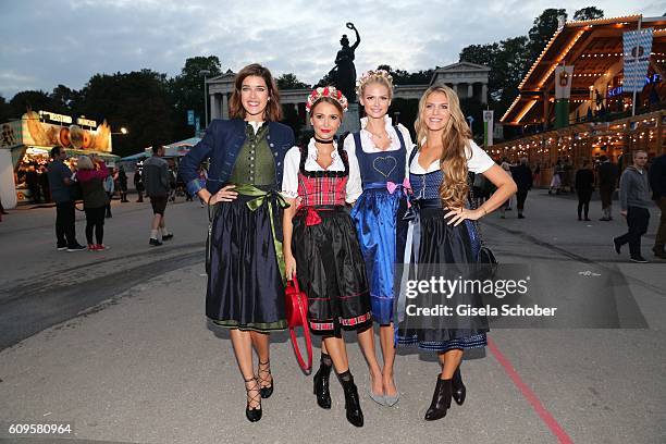 Marie Nasemann, Sophie Hermann, model and stepdaughter of Uschi Glas, Darya Strelnikova and Viviane Geppert during the 'Beauty Beee girls only Wiesn'...