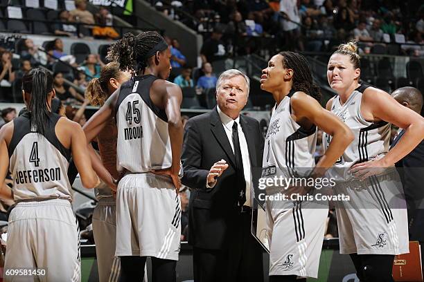 Dan Hughes of the San Antonio Stars during the game against the Phoenix Mercury at the AT&T Center on September 18, 2016 in San Antonio, Texas. NOTE...