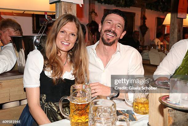 Oliver Berben and his wife Katrin Berben during the Oktoberfest at Kaeferschaenke / Theresienwiese on September 21, 2016 in Munich, Germany.
