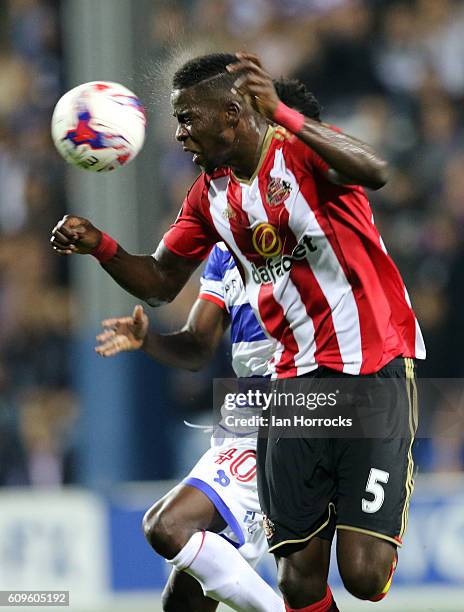 Papy Djilobodji of Sunderland during the EFL Cup third round match between Queens Park Rangers and Sunderland AFC at Loftus Road on September 21,...