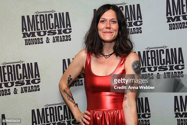 Lilly Hiatt backstage at the Americana Honors & Awards 2016 at Ryman Auditorium on September 21, 2016 in Nashville, Tennessee.