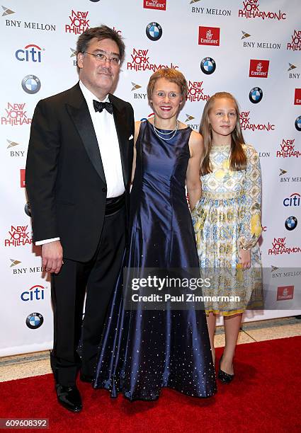 Alan Gilbert and Kajsa William-Olsson attend the 175th Season New York Philharmonic opening gala concert at David Geffen Hall on September 21, 2016...