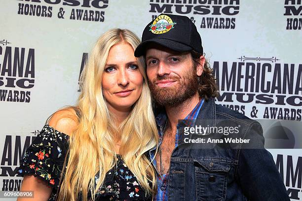 Holly Williams and Chris Coleman backstage at the Americana Honors & Awards 2016 at Ryman Auditorium on September 21, 2016 in Nashville, Tennessee.