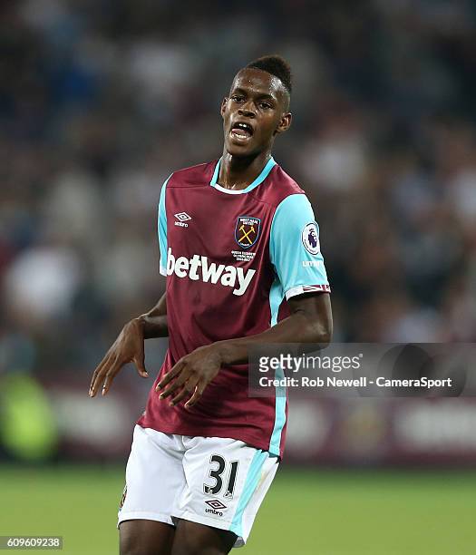 West Ham United's Edimilson Fernandes during the EFL Cup Third Round match between West Ham United and Accrington Stanley at London Stadium on...