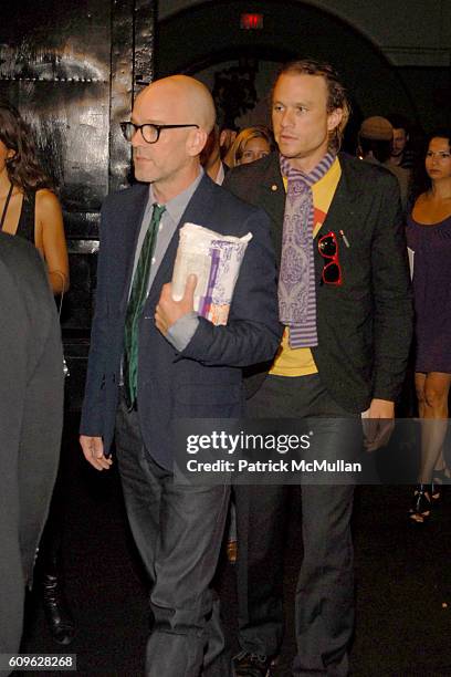Michael Stipe and Heath Ledger attend MARC JACOBS Spring 2008 Collection at The New York State Armory on September 10, 2007 in New York City.