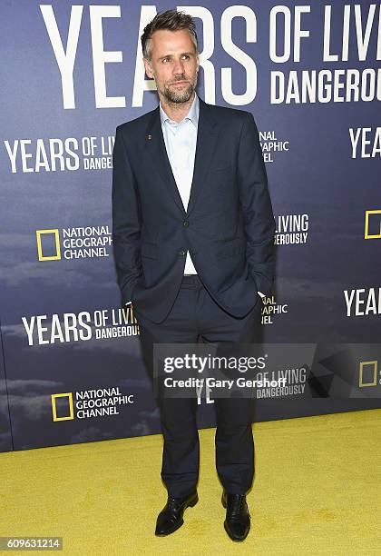Personality Richard Bacon attends National Geographic's "Years Of Living Dangerously" Season 2 World Premiere at American Museum of Natural History...