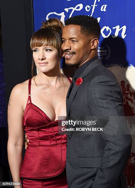 Director Nate Parker and Sarah DiSanto attend the premiere of his film "The Birth of a Nation," September 21, 2016 at ArcLight Cinemas in Hollywood,...