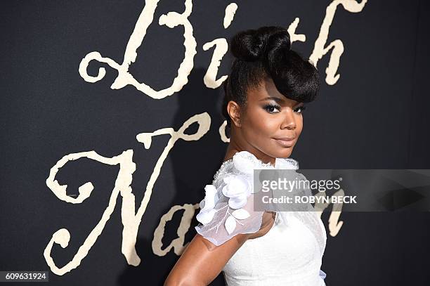 Actress Gabrielle Union attends the premiere of his film "The Birth of a Nation," September 21, 2016 at ArcLight Cinemas in Hollywood, California. /...