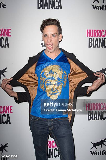 Alaska Thunderfvck attends the premiere of Wolfe Releasing's 'Hurricane Bianca' at The Renberg Theatre on September 21, 2016 in Los Angeles,...