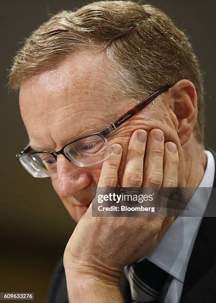 Philip Lowe, governor of the Reserve Bank of Australia, attends a hearing before the House of Representatives economics committee in Sydney,...