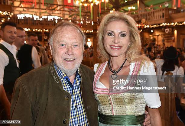Joseph Vilsmaier and Birgit Muth during the Radio Gong 96,3 Wiesn during the Oktoberfest 2016 on September 21, 2016 in Munich, Germany.