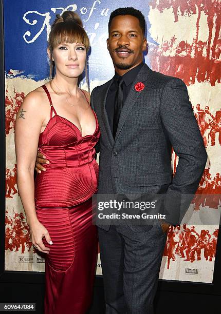 Nate Parker and Sarah DiSanto arrives at the Premiere Of Fox Searchlight Pictures' "The Birth Of A Nation" at ArcLight Cinemas Cinerama Dome on...