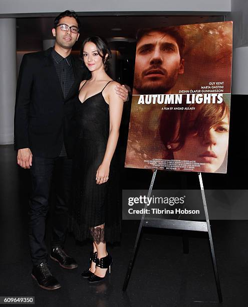 Angad Aulakh and Marta Gastini attend the Screening of Freestyle Releasing's 'Autumn Lights' at NeueHouse Hollywood on September 21, 2016 in Los...