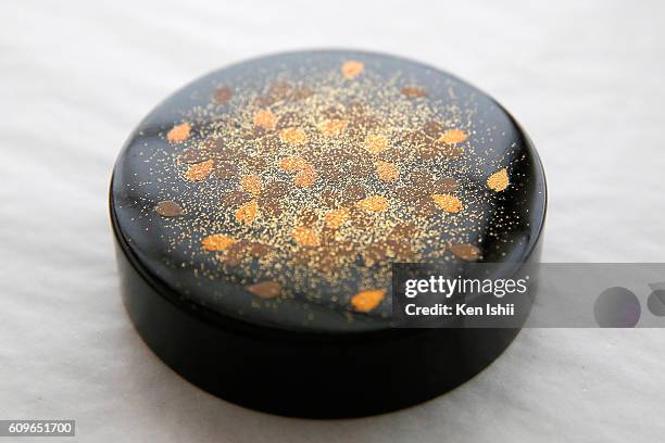 Lacquerware created by artist and Japanese living national treasure Kazumi Murose is displayed at the Mejiro Institute of Urushi Conservation on...