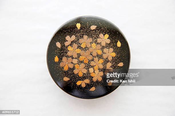 Lacquerware created by artist and Japanese living national treasure Kazumi Murose is displayed at the Mejiro Institute of Urushi Conservation on...