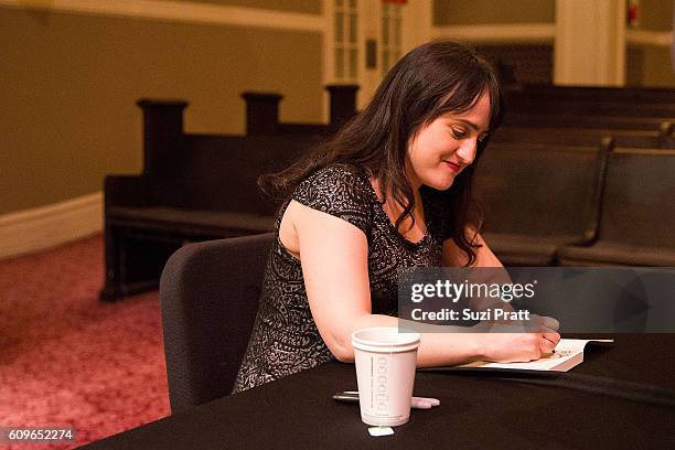 Actress and writer Mara Wilson signs copies of her new book at Town Hall Seattle on September 21, 2016 in Seattle, Washington.