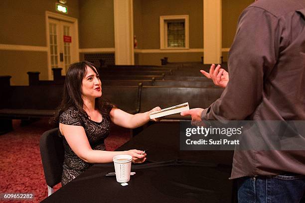 Actress and writer Mara Wilson signs copies of her new book at Town Hall Seattle on September 21, 2016 in Seattle, Washington.