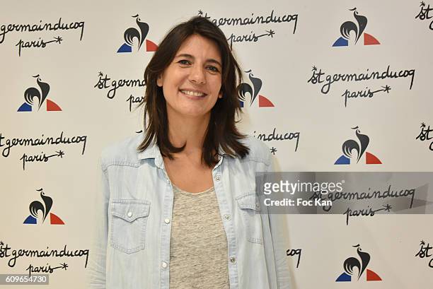 Presenter Estelle Denis attends the Coq Sportif: Boutique Opening Party on September 21, 2016 in Paris, France.