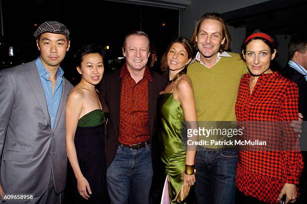 Shaokao Cheng, Nikki Cheng, Patrick McMullan, Sally Randall Brunger, Andrew Brunger and Lisa Edelstein attend KolDesign/BoConcept 5th Annual Holiday...