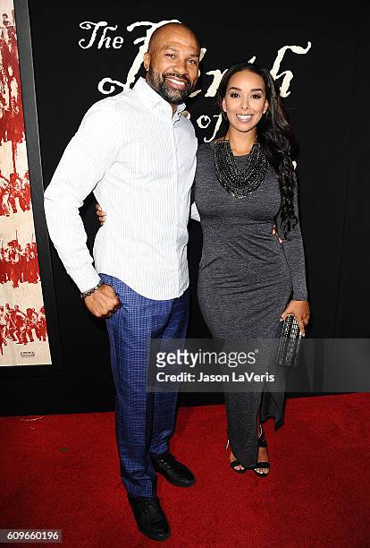 Derek Fisher and Gloria Govan attend the premiere of "The Birth of a Nation" at ArcLight Cinemas Cinerama Dome on September 21, 2016 in Hollywood,...