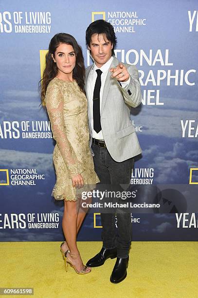 Actress Nikki Reed and husband, actor Ian Somerhalder attend National Geographic's "Years Of Living Dangerously" new season world premiere at the...