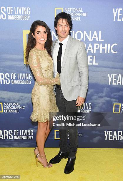 Actress Nikki Reed and husband, actor Ian Somerhalder attend National Geographic's "Years Of Living Dangerously" new season world premiere at the...