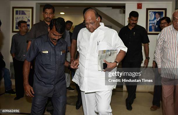 Supremo Sharad Pawar coming out of BCCI headquarters after BCCI 87th Annual General Meeting, on September 21, 2016 in Mumbai, India. BCCI has...