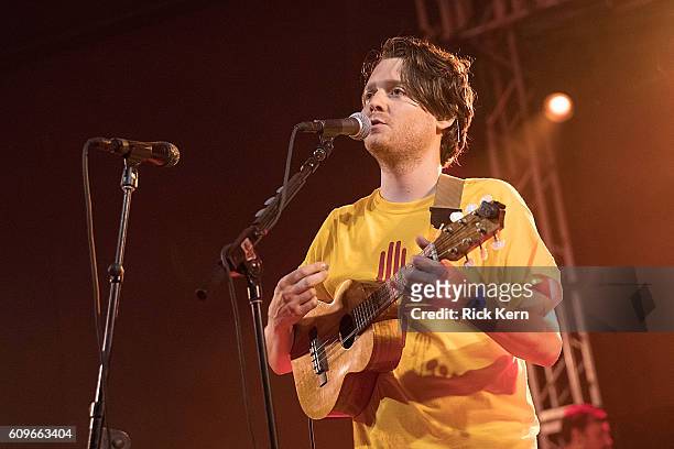 Musician/vocalist Zach Condon of Beirut performs in concert at Stubb's Bar-B-Q on September 21, 2016 in Austin, Texas.