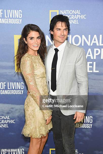 Actress Nikki Reed and husband, actor Ian Somerhalder attend National Geographic's "Years Of Living Dangerously" new season world premiere at the...