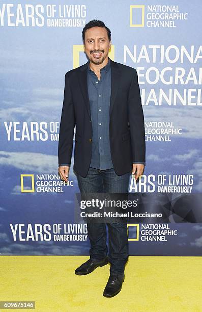 Actor Aasif Mandvi attends National Geographic's "Years Of Living Dangerously" new season world premiere at the American Museum of Natural History on...