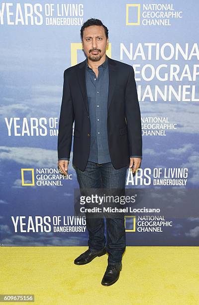 Actor Aasif Mandvi attends National Geographic's "Years Of Living Dangerously" new season world premiere at the American Museum of Natural History on...