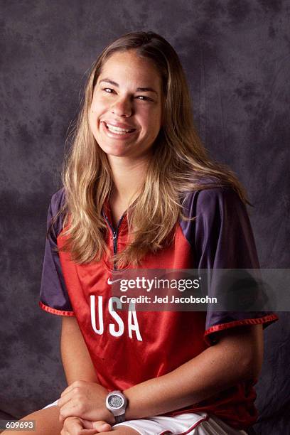 Jessica Mendoza of USA Softball poses during a group photo session at a tournament in Vancouver, Canada. DIGITAL IMAGE. Mandatory Credit: Jed...