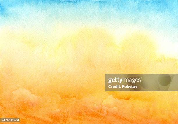 blue yellow watercolor background - yellow watercolor stock illustrations