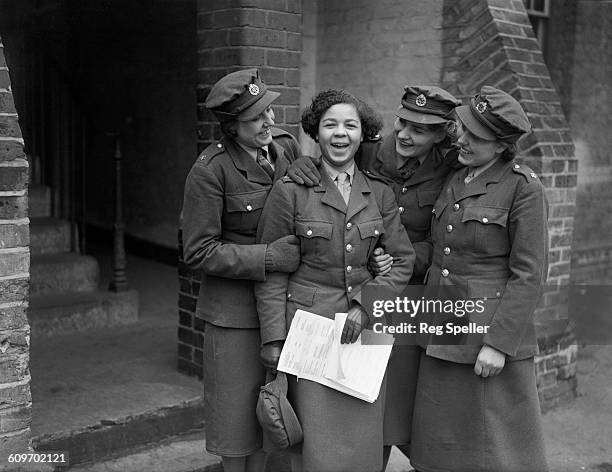 Norma Quaye with fellow members of the British Auxiliary Territorial Service , 19th December 1939. At this time, Quaye was the only black member of...