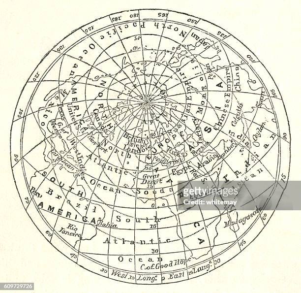 stockillustraties, clipart, cartoons en iconen met victorian map of the arctic circle - longitude