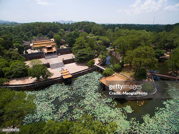 tomb of tu duc emperor from above in hue, vietnam. - tomb stock pictures, royalty-free photos & images