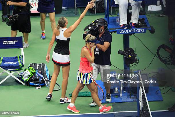 Open - Day 13 Angelique Kerber of Germany celebrates after her win against Karolina Pliskova of the Czech Republic in the Women's Singles Final on...