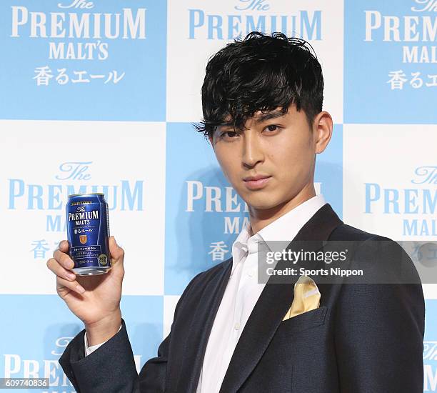 Actor Shota Matsuda attends Suntory The Premium Malt's PR Event on February 25, 2016 in Tokyo, Japan.