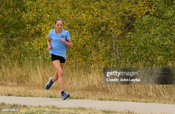 Brie Oakley of Grandview looks like the next great Colorado HS runner gets in practice September 21, 2016 at Grand View high school. She recently ran...