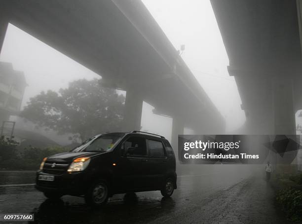 Fog - Monsoon Rain - Visibility on the Mumbai - Pune express highway in Lonawala went extremely poor as rains continued to lash the city for the...