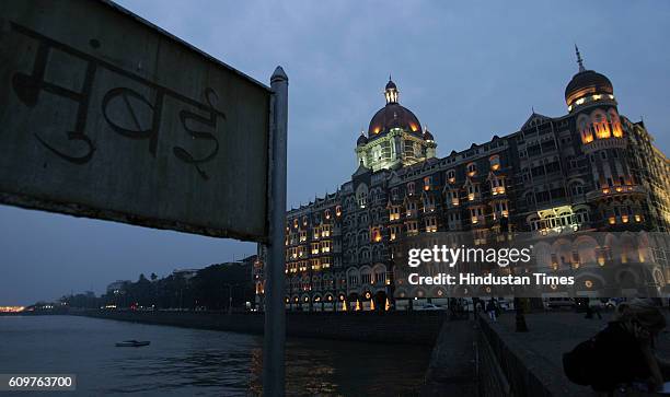 The Taj Mahal hotel is fully lit-up for the first time after the Mumbai attacks December 21, 2008. , re-opened on Sunday.