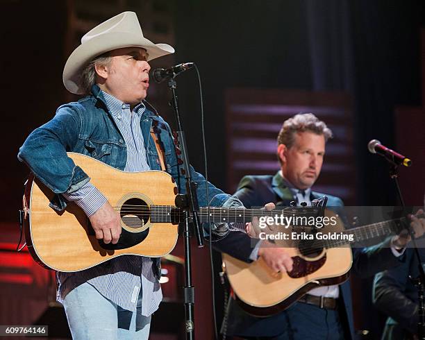 Dwight Yoakam and Bryan Sutton perform at Ryman Auditorium on September 21, 2016 in Nashville, Tennessee.