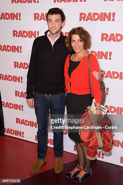 Elizabeth Bourgine and her son Jules attend the "Radin" Paris Premiere at Cinema Gaumont Opera on September 22, 2016 in Paris, France.