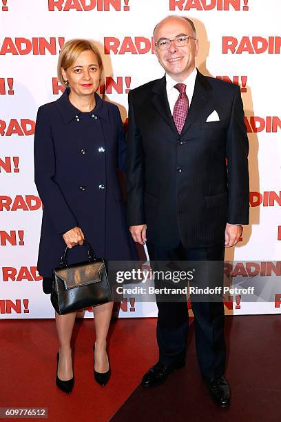 Interior Minister of France Bernard Cazeneuve and his wife Veronique attend the "Radin" Paris Premiere at Cinema Gaumont Opera on September 22, 2016...