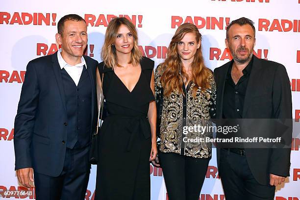 Actors of the movie Laurence Arne, Dany Boon, Noemie Schmidt and director of the movie Fred Cavaye attend the "Radin" Paris Premiere at Cinema...