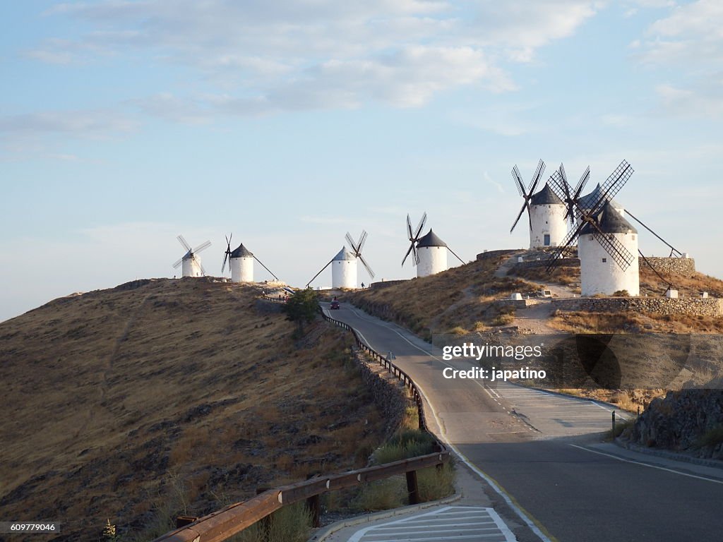 Windmills in the town of Consuegra in the province of Toledo