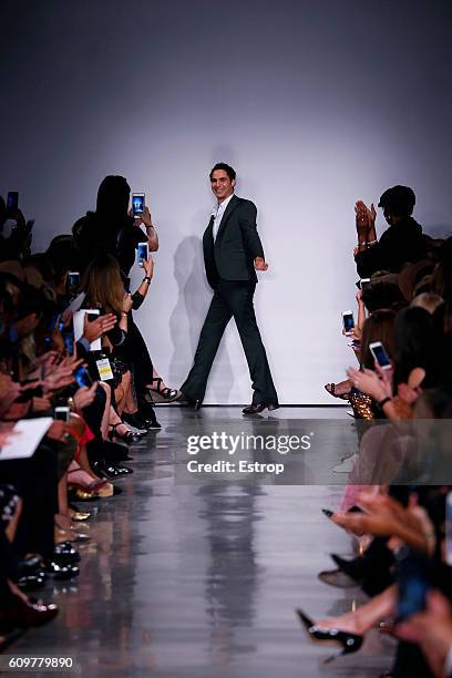 Designer Zac Posen walks the runway at the Zac Posen show at Spring Studios on September 12, 2016 in New York City.
