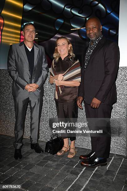 David O. Russel, Miuccia Prada and Theaster Gates attend Miuccia Prada and Patrizio Bertelli private screening of a short movie by David O. Russell...