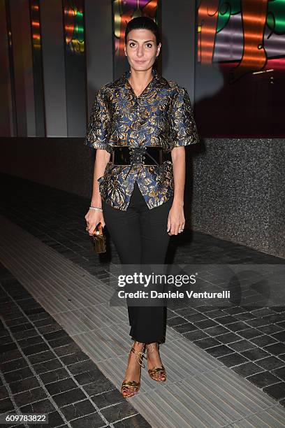 Giovanna Battaglia attends Miuccia Prada and Patrizio Bertelli private screening of a short movie by David O. Russell and dinner party at Fondazione...